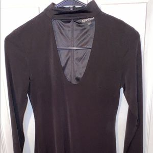 Fitted dress long sleeve short dress with cut out